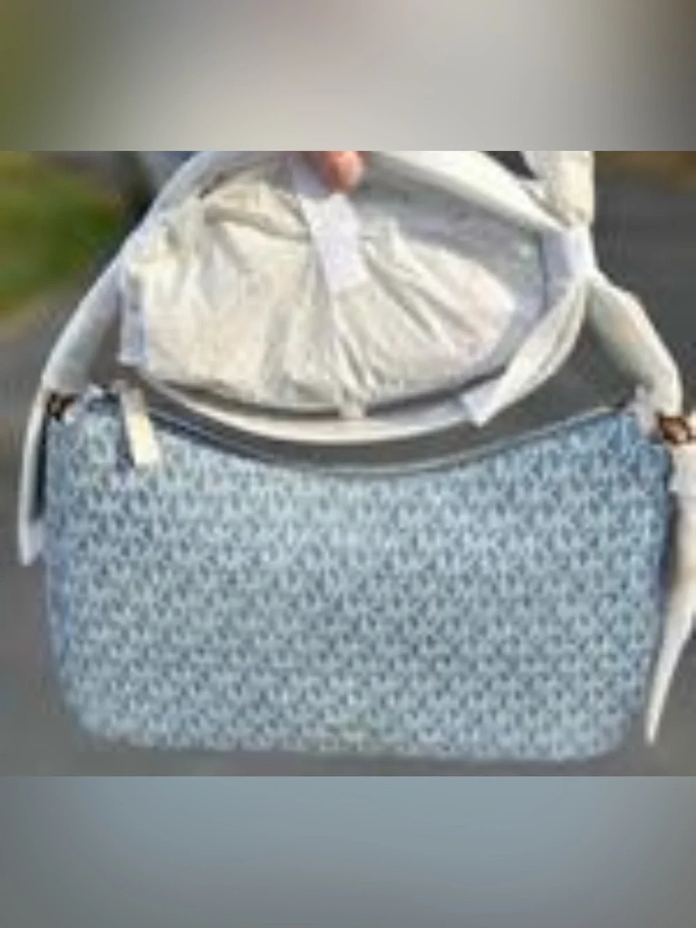Michael Kors Blue Signature MK Jacquard Shoulder Bag